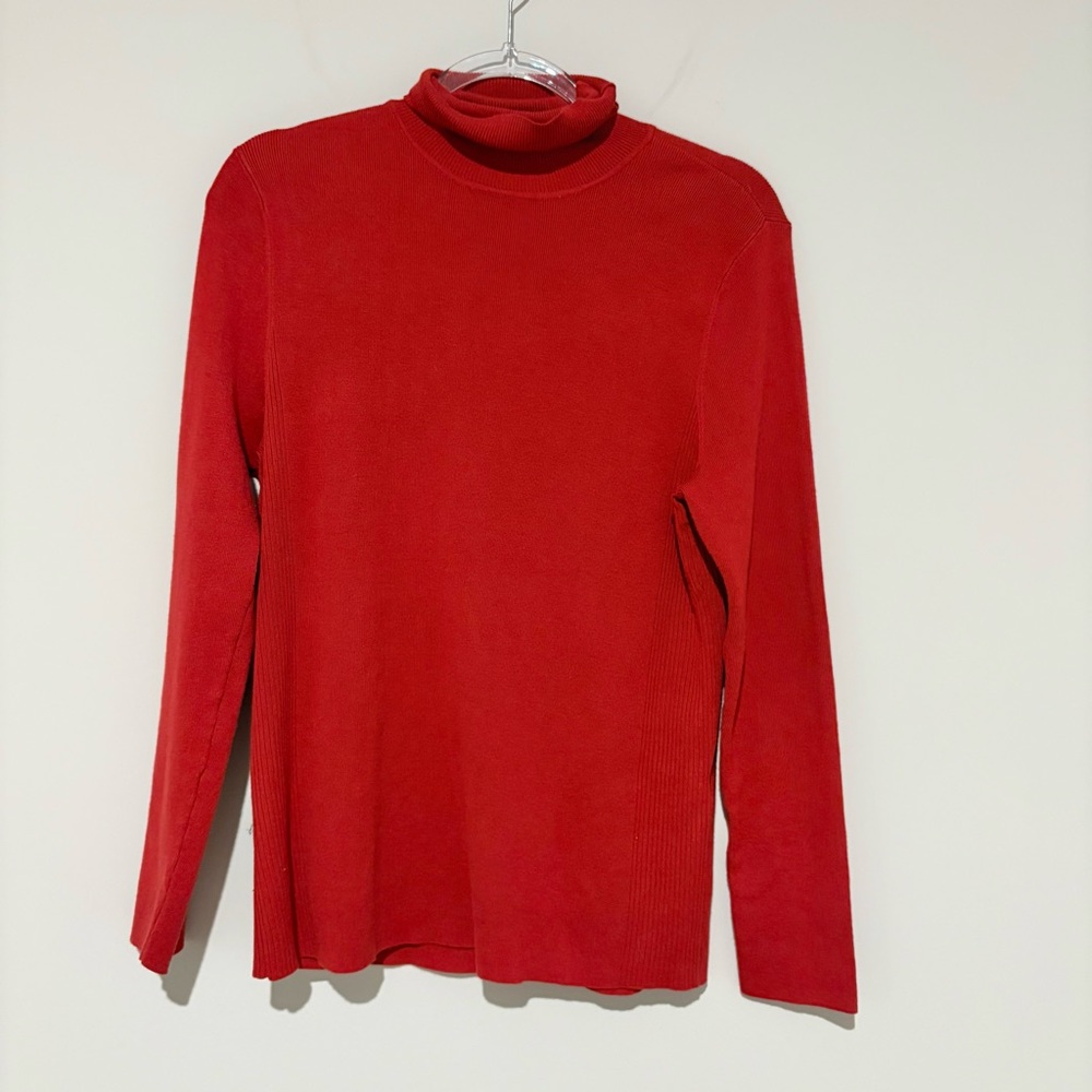 Chico’s ribbed trim turtleneck‎ sweater orange red size 2